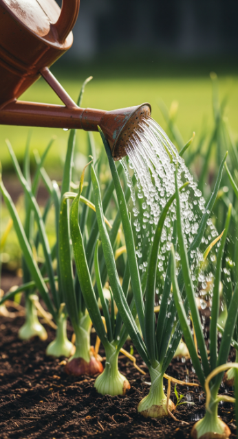 watering to onions