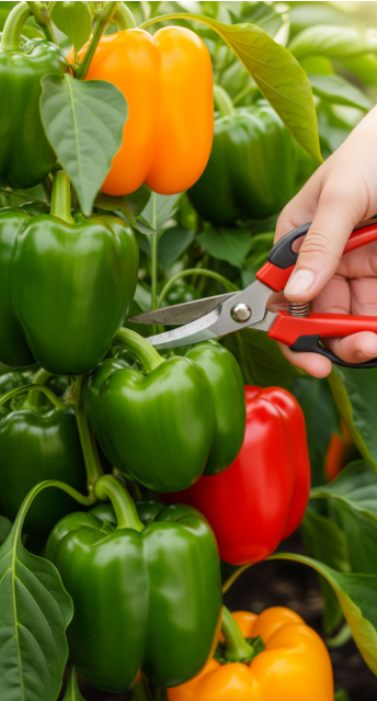 Harvesting Bell Peppers